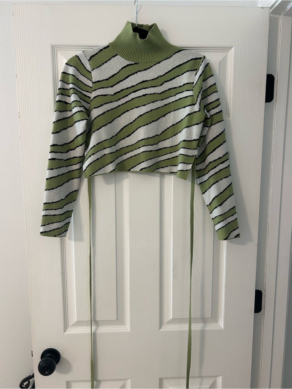 Y2K Zebra Print Tie Back Sweater